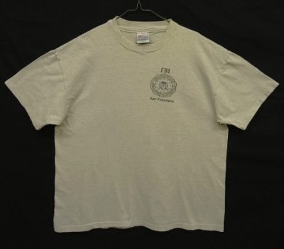 画像1: 90'S FBI SAN FRANCISCO 胸プリント シングルステッチ 半袖 Tシャツ グレー USA製 (VINTAGE)