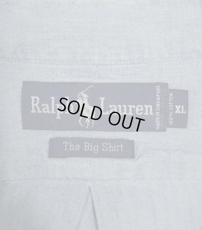 画像2: 90'S RALPH LAUREN "THE BIG SHIRT" 裾ロゴ刺繍 シャンブレー BDシャツ ブルー (VINTAGE)