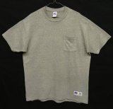 90'S RUSSELL ATHLETIC "HIGH COTTON" ポケット付き 半袖 Tシャツ ヘザーグレー USA製 (VINTAGE)