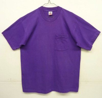 画像1: 90'S FRUIT OF THE LOOM シングルステッチ 耳付きポケット 半袖 Tシャツ グレープ USA製 (VINTAGE)