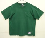 90'S RUSSELL ATHLETIC "HIGH COTTON" ポケット付き 半袖 Tシャツ グリーン USA製 (VINTAGE)