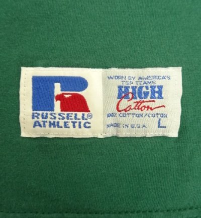 画像3: 90'S RUSSELL ATHLETIC "HIGH COTTON" ポケット付き 半袖 Tシャツ グリーン USA製 (VINTAGE)