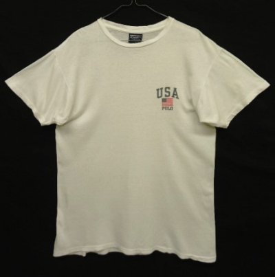 画像1: 90'S RALPH LAUREN シングルステッチ 半袖 Tシャツ ホワイト USA製 (VINTAGE)