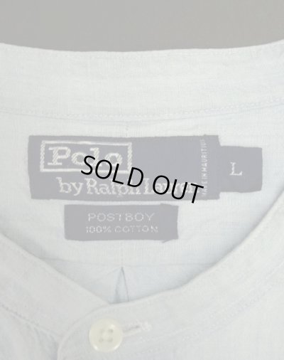 画像2: 90'S RALPH LAUREN "POSTBOY" シャンブレー 長袖 バンドカラーシャツ ブルー (VINTAGE)