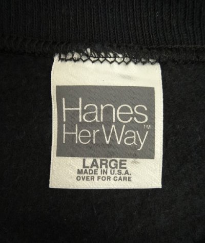 画像2: 90'S HANES "HERWAY" ラグランスリーブ スウェットシャツ ブラック USA製 (VINTAGE)