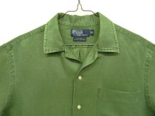 他の写真1: 90'S RALPH LAUREN "CALDWELL"  裾ロゴ シルクリネン 半袖 オープンカラーシャツ グリーン (VINTAGE)