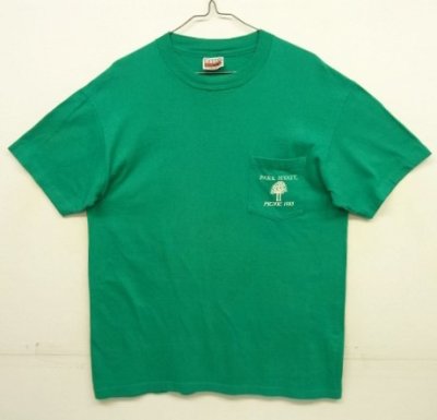 画像1: 80'S PARK TYATT "HANES製" シングルステッチ ポケット付き 半袖 Tシャツ グリーン USA製 (VINTAGE)