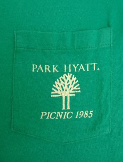 画像3: 80'S PARK TYATT "HANES製" シングルステッチ ポケット付き 半袖 Tシャツ グリーン USA製 (VINTAGE)