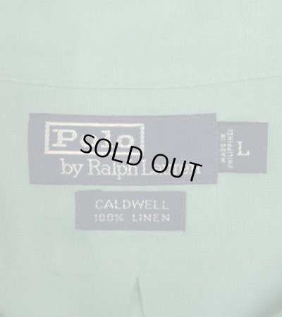 画像2: 90'S RALPH LAUREN "CALDWELL"  リネン 半袖 オープンカラーシャツ ミントグリーン (DEADSTOCK)