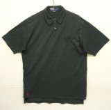 90'S RALPH LAUREN 裾ロゴ刺繡 半袖 ポロシャツ ブラック/グリーン ボーダー (VINTAGE)