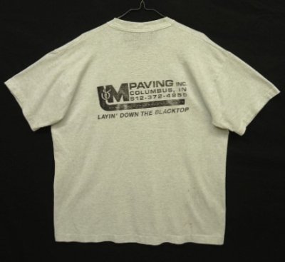 画像4: 90'S L&M PAVING INC シングルステッチ 両面プリント ポケット付き Tシャツ アッシュグレー USA製 (VINTAGE)