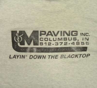 画像5: 90'S L&M PAVING INC シングルステッチ 両面プリント ポケット付き Tシャツ アッシュグレー USA製 (VINTAGE)