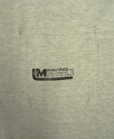 画像3: 90'S L&M PAVING INC シングルステッチ 両面プリント ポケット付き Tシャツ アッシュグレー USA製 (VINTAGE)