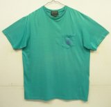 90'S RALPH LAUREN "POLO COUNTRY" シングルステッチ ポケット付き 半袖 Tシャツ グリーン (VINTAGE)