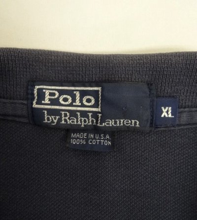 画像2: 90'S RALPH LAUREN 半袖 ポロシャツ フェードネイビー USA製 (VINTAGE)