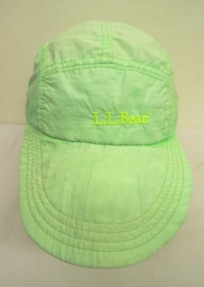 画像2: 80'S LL Bean 5パネル ナイロンキャップ ネオングリーン USA製 (VINTAGE)