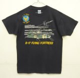 80'S US ARMY AIR FORCE "B-17 FLYING FORTRESS" シングルステッチ 両面プリント Tシャツ ネイビー USA製 (VINTAGE)