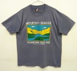 90'S WALTERTON GLACIER INTERNATIONAL PEACE PARK シングルステッチ Tシャツ フェードネイビー USA製 (VINTAGE)