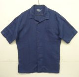 90'S RALPH LAUREN "CLAYTON" リネン/コットン 半袖 オープンカラーシャツ ネイビー (VINTAGE)