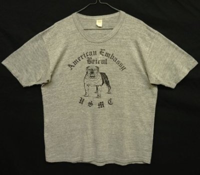 画像1: 80'S アメリカ軍 USMC シングルステッチ 半袖 Tシャツ ヘザーグレー USA製 (VINTAGE)