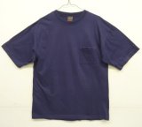 90'S CROSS CREEK コットン100% シングルステッチ ポケット付き 半袖 Tシャツ ネイビー USA製 (VINTAGE)