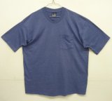 90'S HONORS コットン/ポリ シングルステッチ 耳付きポケット 半袖 Tシャツ ヘザーブルー USA製 (VINTAGE)