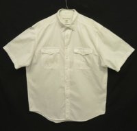 90'S BANANA REPUBLIC フラップ付きポケット 半袖 ポプリンシャツ ホワイト (VINTAGE)
