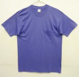 90'S 5050 コットン/ポリ シングルステッチ 耳付きポケット 半袖 Tシャツ ブルー USA製 (DEADSTOCK)