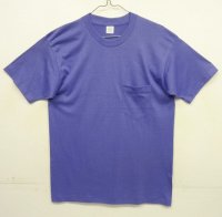 90'S 5050 コットン/ポリ シングルステッチ 耳付きポケット 半袖 Tシャツ ブルー USA製 (DEADSTOCK)