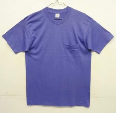 画像1: 90'S 5050 コットン/ポリ シングルステッチ 耳付きポケット 半袖 Tシャツ ブルー USA製 (DEADSTOCK)