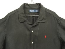 他の写真1: 90'S RALPH LAUREN ヘリンボーンツイル 半袖 オープンカラーシャツ ブラック (VINTAGE)