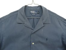 他の写真1: 90'S RALPH LAUREN "CALDWELL" コットン 同色ロゴ 半袖 オープンカラーシャツ ネイビー (VINTAGE)