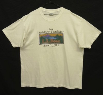 画像1: 90'S LL Bean "HARBORSIDE GRAPHICS" シングルステッチ 半袖 Tシャツ ホワイト USA製 (VINTAGE)