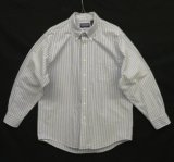 90'S LANDS' END "HYDE PARK OXFORD" オックスフォード 長袖 BDシャツ ブルー/ホワイト ストライプ USA製 (VINTAGE)