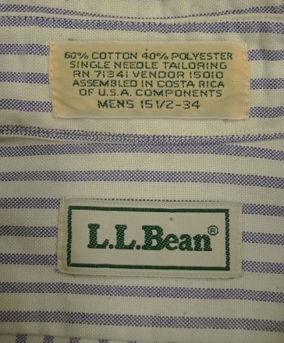 画像2: 90'S LL Bean オックスフォード 長袖 BDシャツ ホワイト/ブルー ストライプ (VINTAGE)