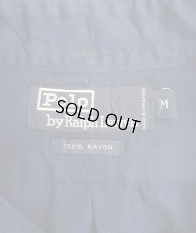 画像2: 90'S RALPH LAUREN レーヨン100% 長袖 シャツ ネイビー (VINTAGE)