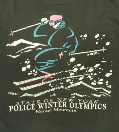 画像2: 90'S POLICE WINTER OLYMPIC シングルステッチ 長袖 Tシャツ フェードブラック (VINTAGE)