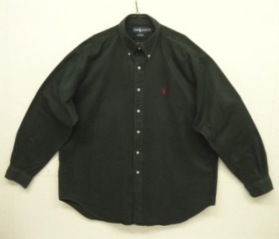 画像1: 90'S RALPH LAUREN "BLAKE" ツイル 長袖 BDシャツ ブラック (VINTAGE)