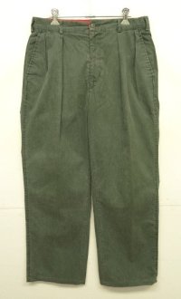 90'S RALPH LAUREN ツープリーツ ダブルステッチ キャンバスパンツ オリーブ 42TALONジップ USA製 (VINTAGE)