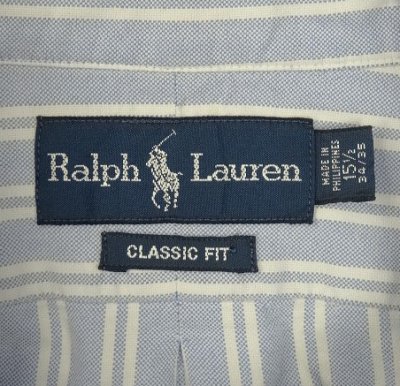 画像2: 90'S RALPH LAUREN "CLASSIC FIT" オックスフォード 長袖 BDシャツ ストライプ (VINTAGE)