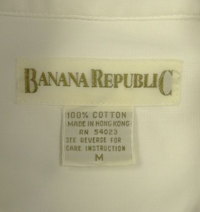 画像2: 90'S BANANA REPUBLIC 旧タグ コットンピケ レギュラーカラーシャツ ホワイト (VINTAGE)