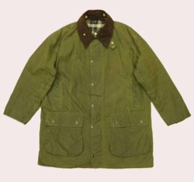 画像1: 80'S BARBOUR 2クレスト 旧タグ "BORDER" オイルドジャケット オリーブ イングランド製 (VINTAGE)