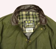 他の写真2: 90'S BARBOUR 3クレスト 旧タグ "WAX COTTON BLOUSON" 襟レザー ショート丈 オイルドジャケット オリーブ イングランド製 (VINTAGE)