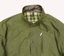 他の写真1: 90'S BARBOUR 3クレスト 旧タグ "WAX COTTON BLOUSON" 襟レザー ショート丈 オイルドジャケット オリーブ イングランド製 (VINTAGE)