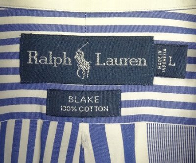 画像2: 90'S RALPH LAUREN "BLAKE" ポプリン 長袖 BDシャツ ランダムストライプ (VINTAGE)