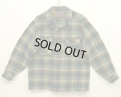 画像1: 70'S PENDLETON "BOARD SHIRT" ウール オープンカラーシャツ チェック柄 USA製 (VINTAGE)