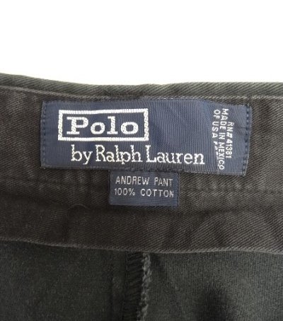 画像2: 90'S RALPH LAUREN "ANDREW PANT" ツープリーツ チノパンツ W36L31 フェードブラック (VINTAGE)