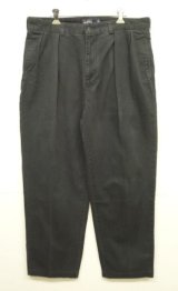 90'S RALPH LAUREN "ANDREW PANT" ツープリーツ チノパンツ W36L31 フェードブラック (VINTAGE)