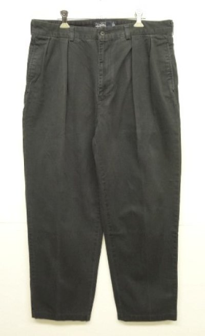 画像1: 90'S RALPH LAUREN "ANDREW PANT" ツープリーツ チノパンツ W36L31 フェードブラック (VINTAGE)