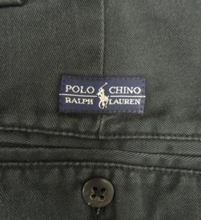 画像4: 90'S RALPH LAUREN "ANDREW PANT" ツープリーツ チノパンツ W36L31 フェードブラック (VINTAGE)